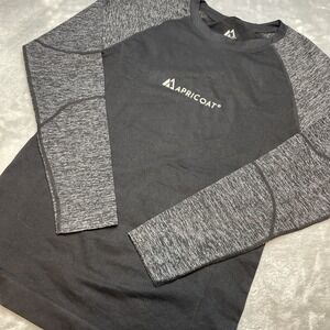Apricoat Compression Shirt Mens L/XL Black Heather Gray Long Sleeve Gym Workout